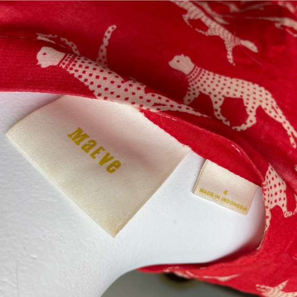 Anthropologie MAEVE red Cheetah cat shirt size 4 - Picture 5 of 8